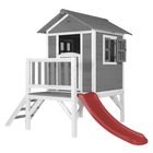 Axi maison enfant beach lodge xl en gris avec toboggan en rouge