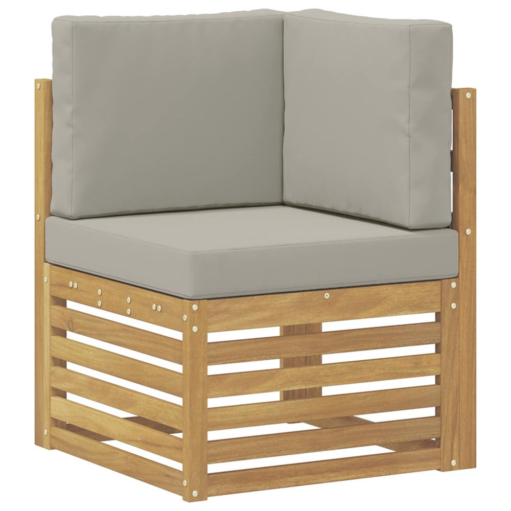 Canapé d'angle extérieur bois d'acacia massif blanc