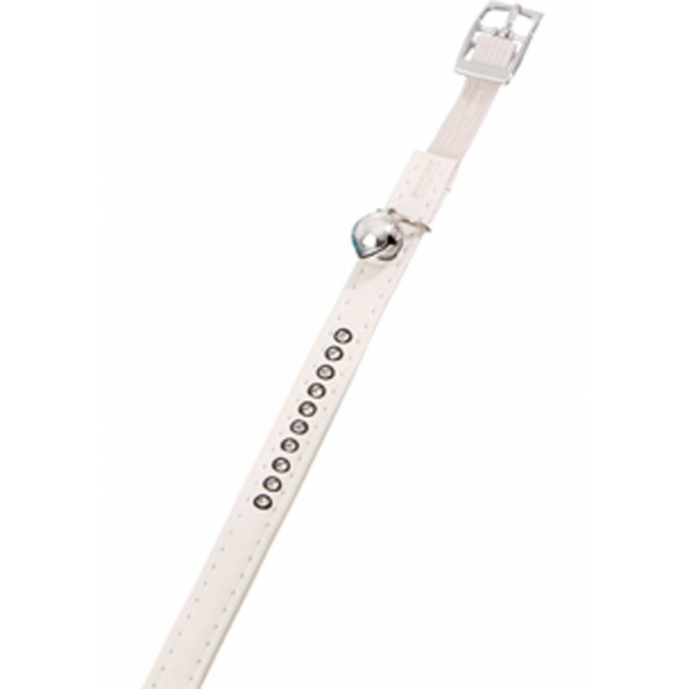 Collier avec strass et clochette couleur blanc pour chat