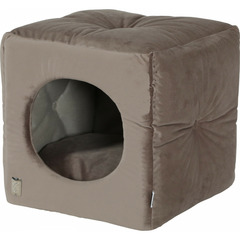Cube chesterfield chambord taupe. 35 cm. Pour chats.