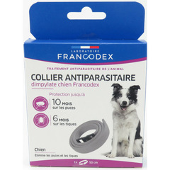 1 collier antiparasitaire dimpylate 50 cm pour chiens couleur gris