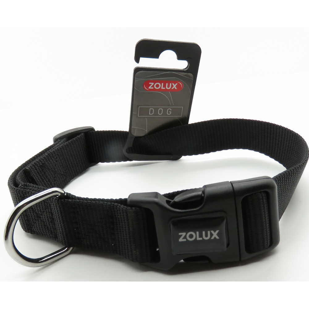 Collier nylon taille 50 - 60 cm 25 mm couleur noir pour chien