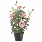 Rosier artificiel, 4 fleurs, 6 boutons de rose, h.70cm, rose - rosalia