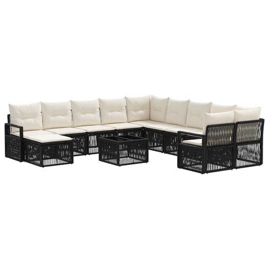 Ensemble de canapé de jardin 12 pcs noir polyrotin