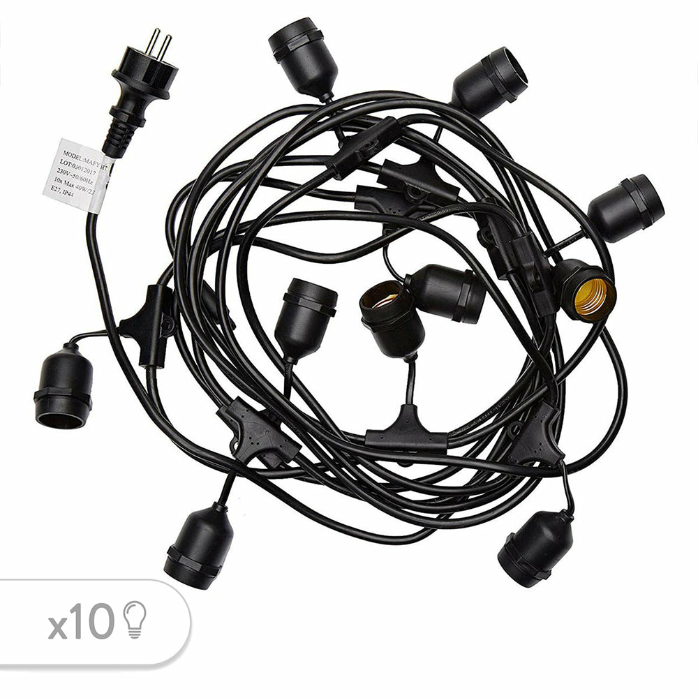 Guirlande lumineuse mafy noir caoutchouc 6m 10xe27
