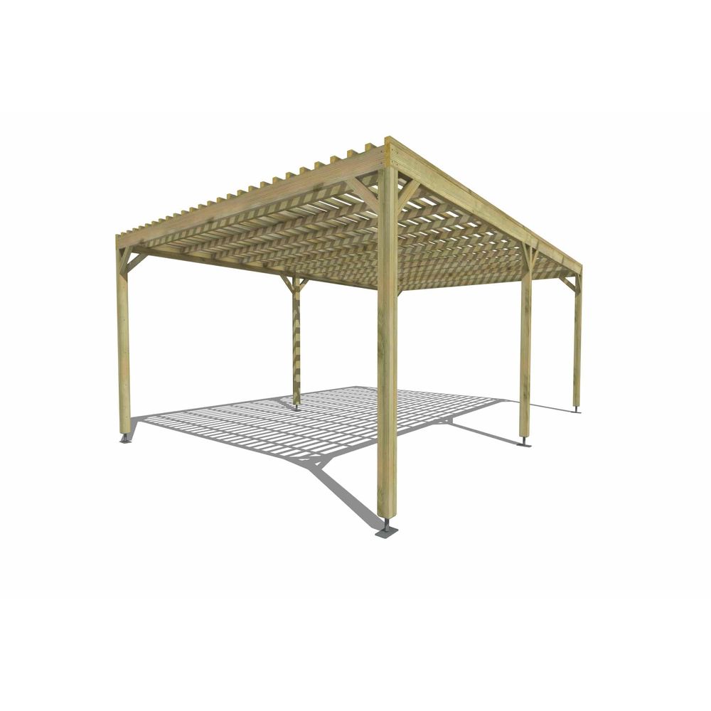 Pergola bois • 6m x 4m • indépendante • sens profondeur • lattage bois • livraison comprise