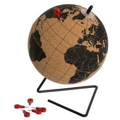 Globe terrestre en liÃšge avec 6 pins