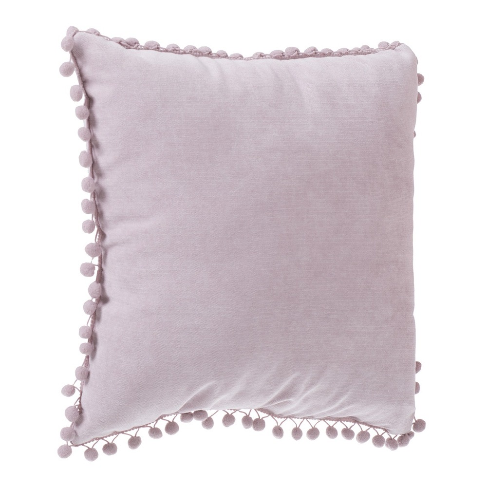 Coussin pompons 40x40 rose