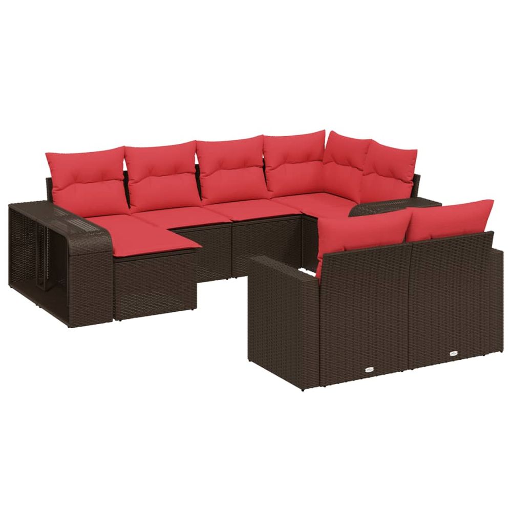 Ensemble de canapé de jardin 10 pcs avec coussins marron