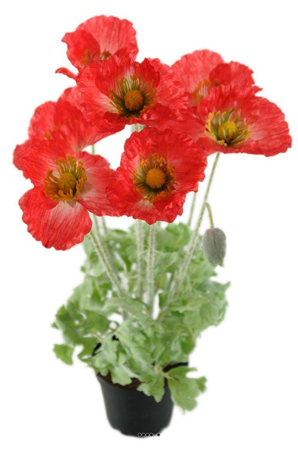 Pavot artificiel en pot h 45 cm d 30 cm qualité top rouge - couleur: rouge