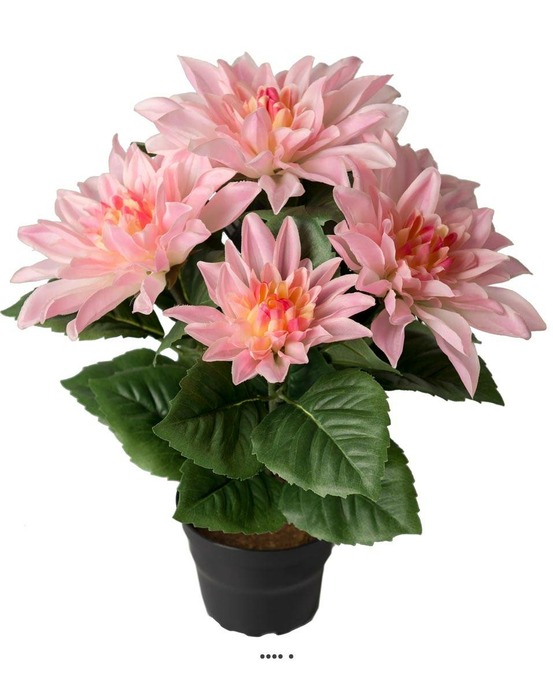 Dalhia commun artificiel en pot, 5 fleurs