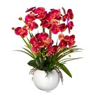 Orchidée factice 3 hampes vase céramique h58cm touché réel rose beauty - couleur
