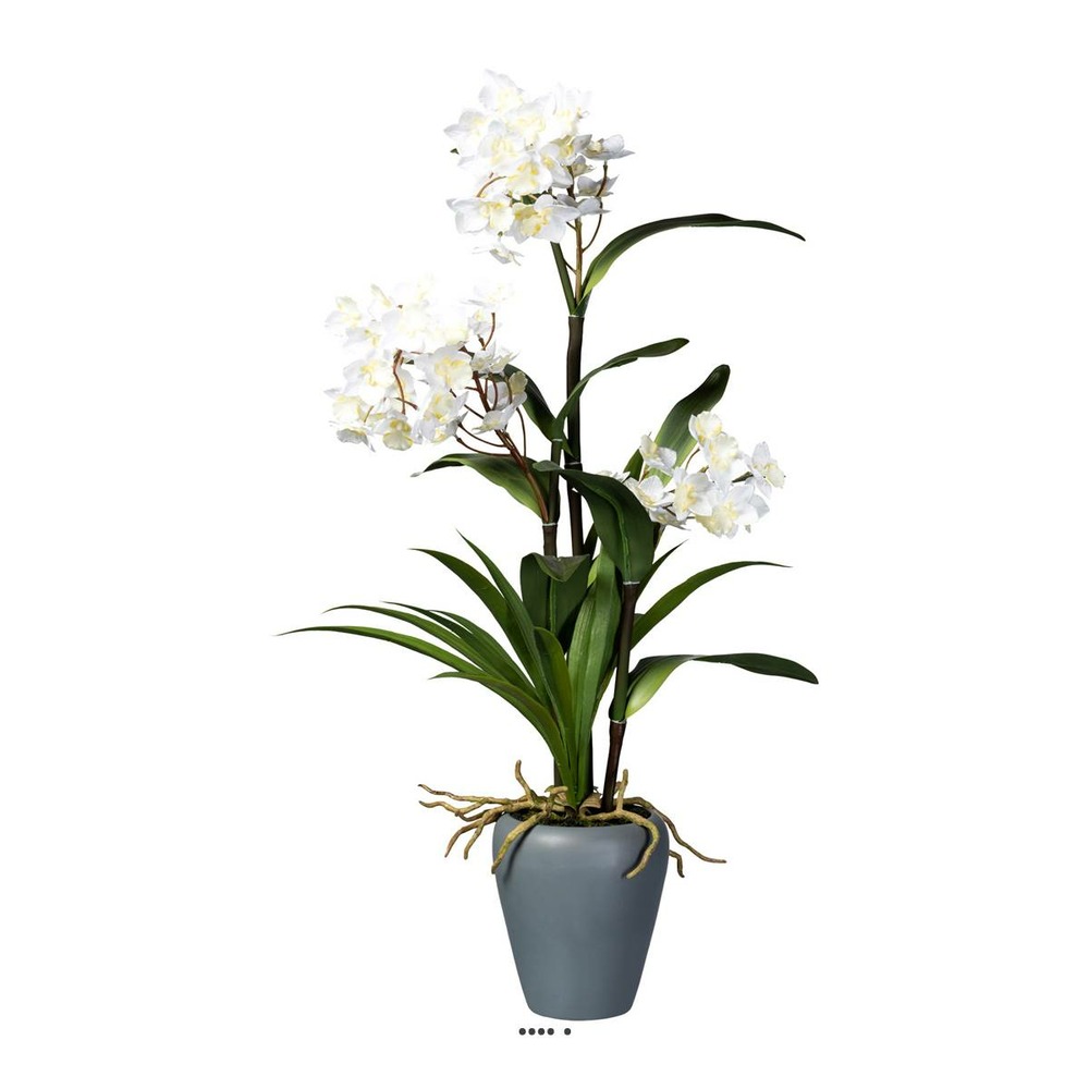 OrchidÃ©e Dendrobium artificielle, vase gris