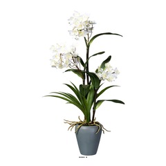 OrchidÃ©e Dendrobium artificielle, vase gris