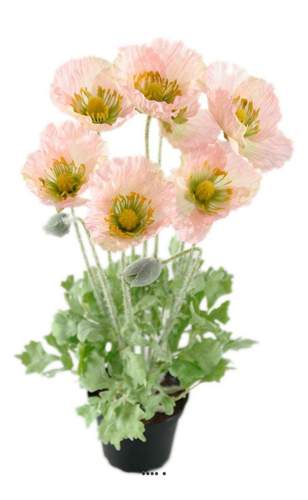 Pavot artificiel en pot h 45 cm d 30 cm qualité top vert-rose - couleur: vert-ro