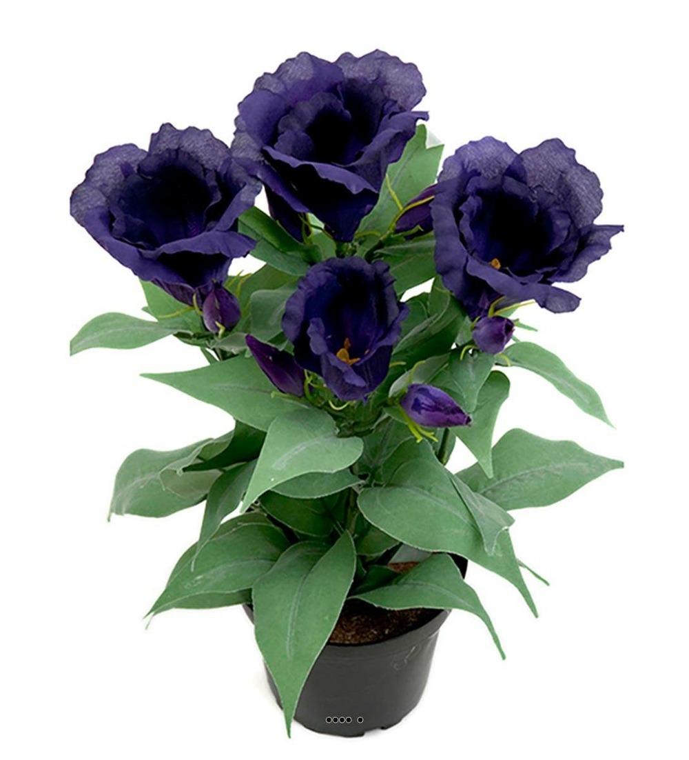 Eustoma artificiel en pot, 4 tÃªtes de fleurs