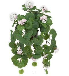 Geranium artificiel en fleurs, en pot