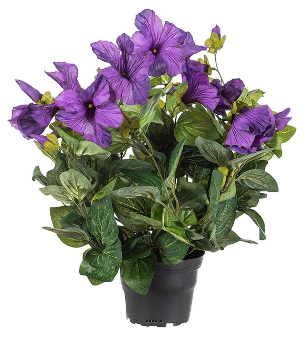 Petunia artificiel Mauve en pot H 38 cm 20 fleurs lumineux | Truffaut
