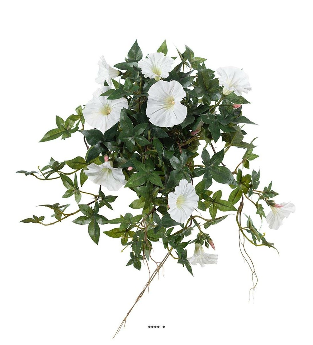 Ipomee liseron artificiel retombant en pot h 40 cm superbes fleurs crème - coule