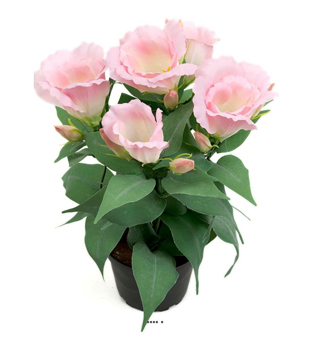 Eustoma artificiel en pot, 4 tÃªtes de fleurs