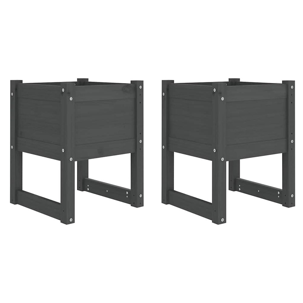 Jardinière d'extérieurs 2 pcs gris 40x40x52,5 cm bois massif de pin