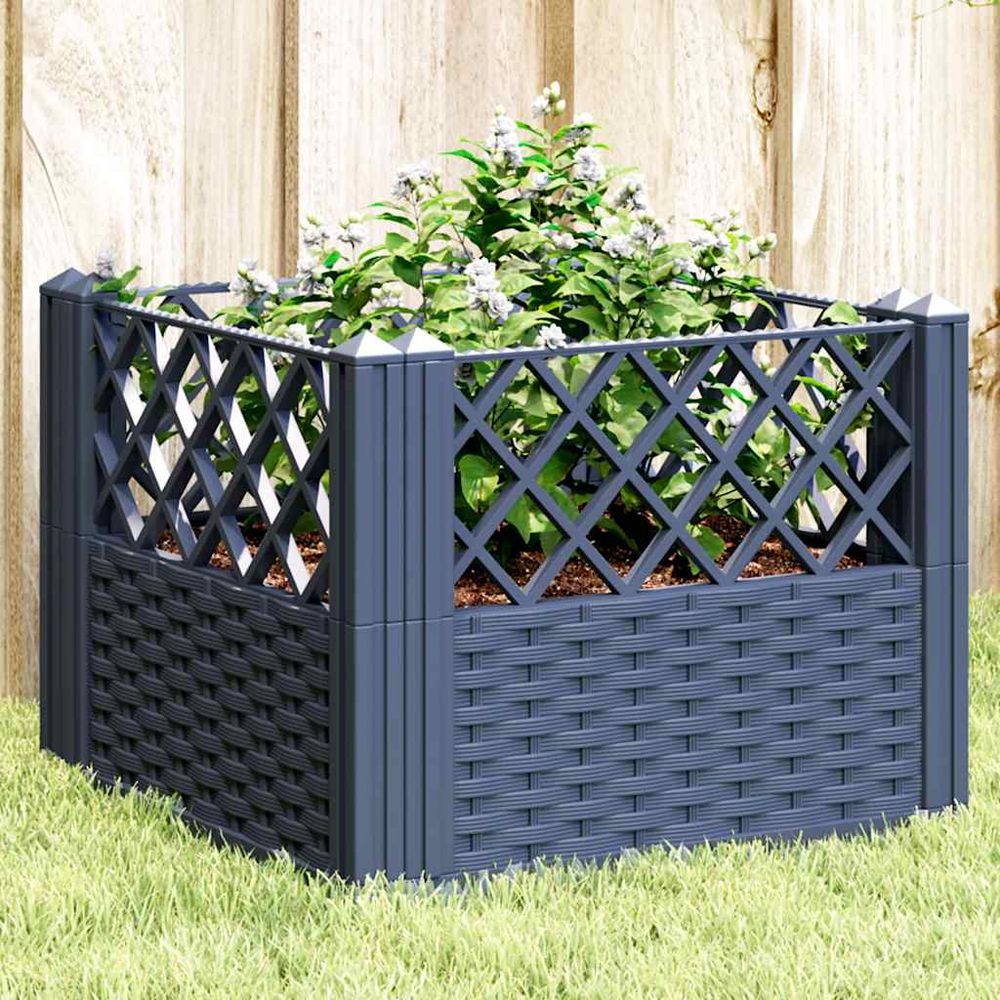 Carré potager surélevé modulable pp aspect rotin jardin bleu gris 43,5cm