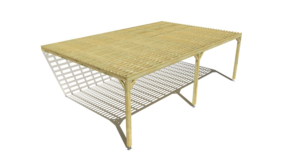 Pergola bois • 8m x 5m • adossée • sens profondeur • lattage bois • livraison comprise