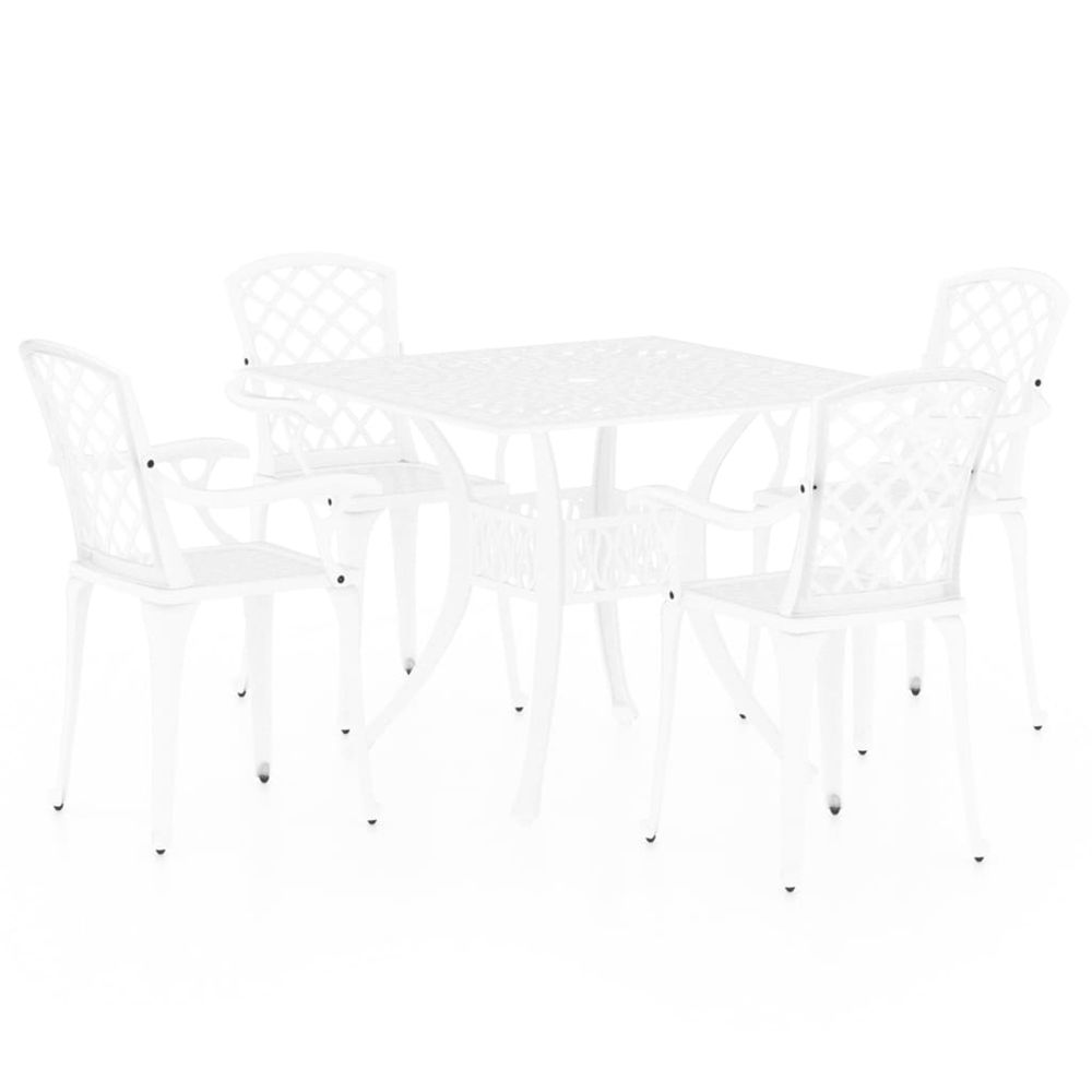 Ensemble de bistro 5 pcs aluminium coulé blanc