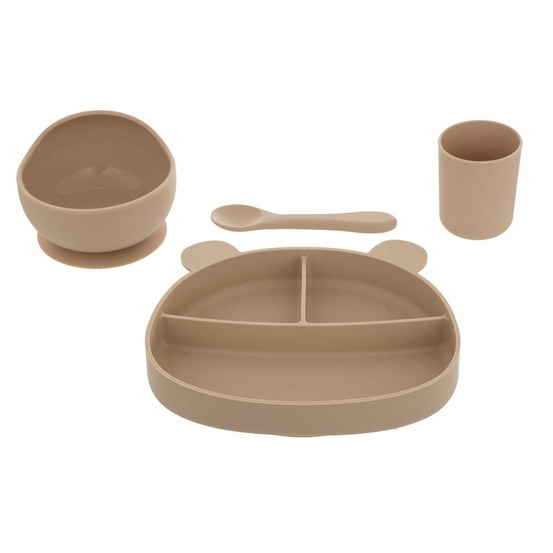 Set repas 4 pièces ours yum silicone ocre