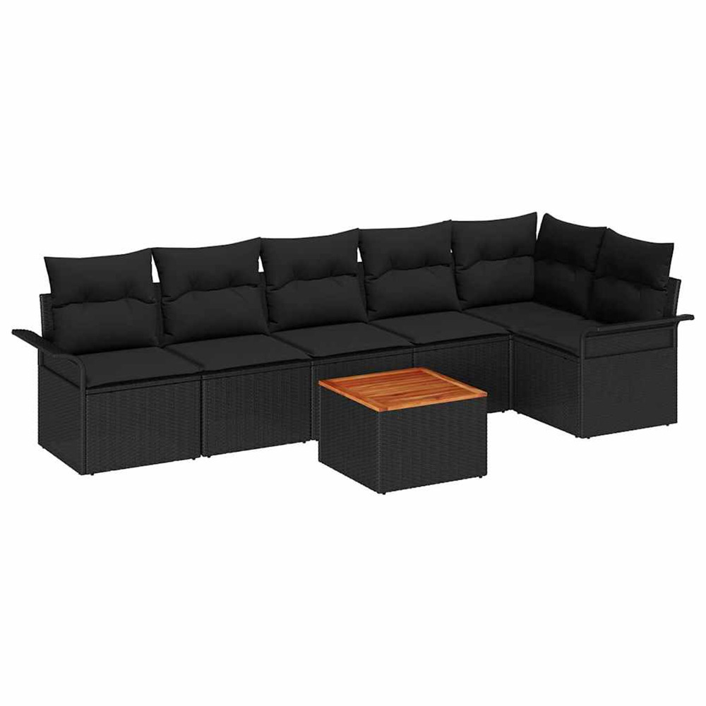 Ensemble de canapé de jardin avec coussin 7 pcs noir