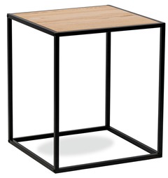Table d'appoint bout de canape design industriel moderne en metal noir bois
