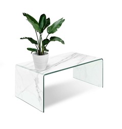 Table basse en verre avec effet marbre élégant