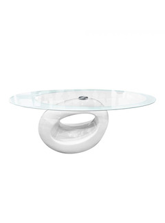 Table basse moderne avec base ronde et plateau en verre trempé