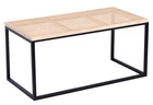 Table basse industrielle rectangulaire bois moderne cannage rotin