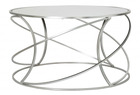 Table basse en fer et mdf, couleur argent, dimensions : 80 x 80 x 45 cm