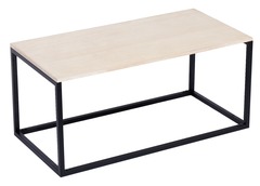 Table basse design structure metal plateau naturel noir pin
