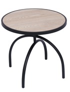 Table appoint design bout de canape en metal avec plateau naturel noir pin