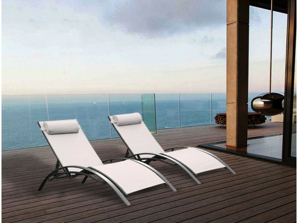 Bains de soleil monaco blanc ecru (lot de 2)