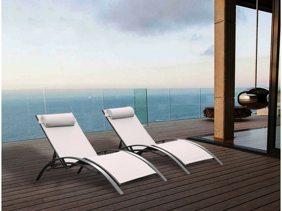 Bains de soleil monaco blanc ecru (lot de 2)