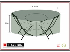Housse de protection pour table ronde + chaises 250 x 250 x 85 cm - noir