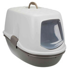 Maison de toilette berto top grise et blanche 39 × 42 × 59 cm pour chat