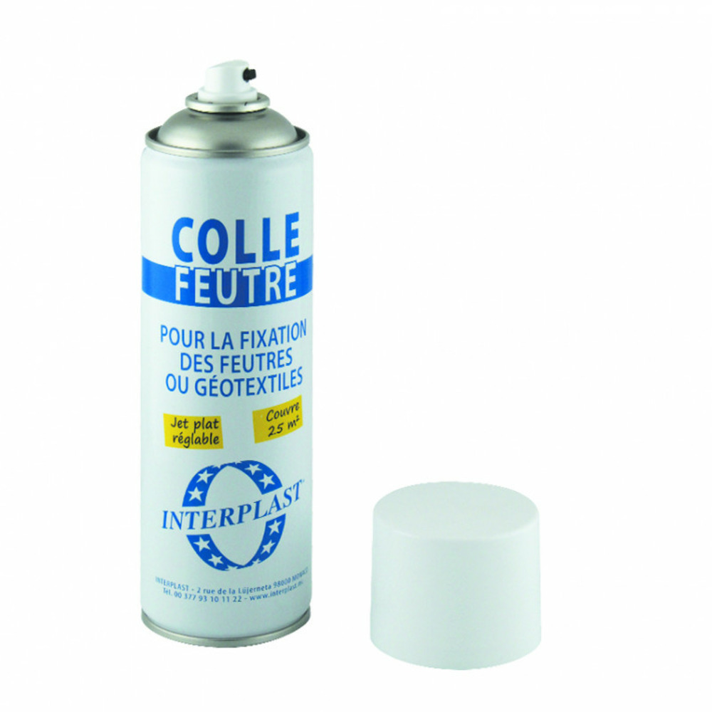 Colle en bombe aérosol pour feutre ou géotextile de liner piscine 500ml.