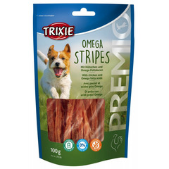 Friandise au poulet Omega Stripes pour chien - 100 g