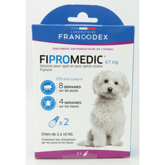 Pipettes antiparasitaire Fipromedic pour petits chiens (2 à 10 kg) - 2 x 0.67 ml