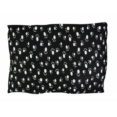 Coussin rectangle Fleece noir à motif pattes pour chien- 91 x 70 x 4 cm