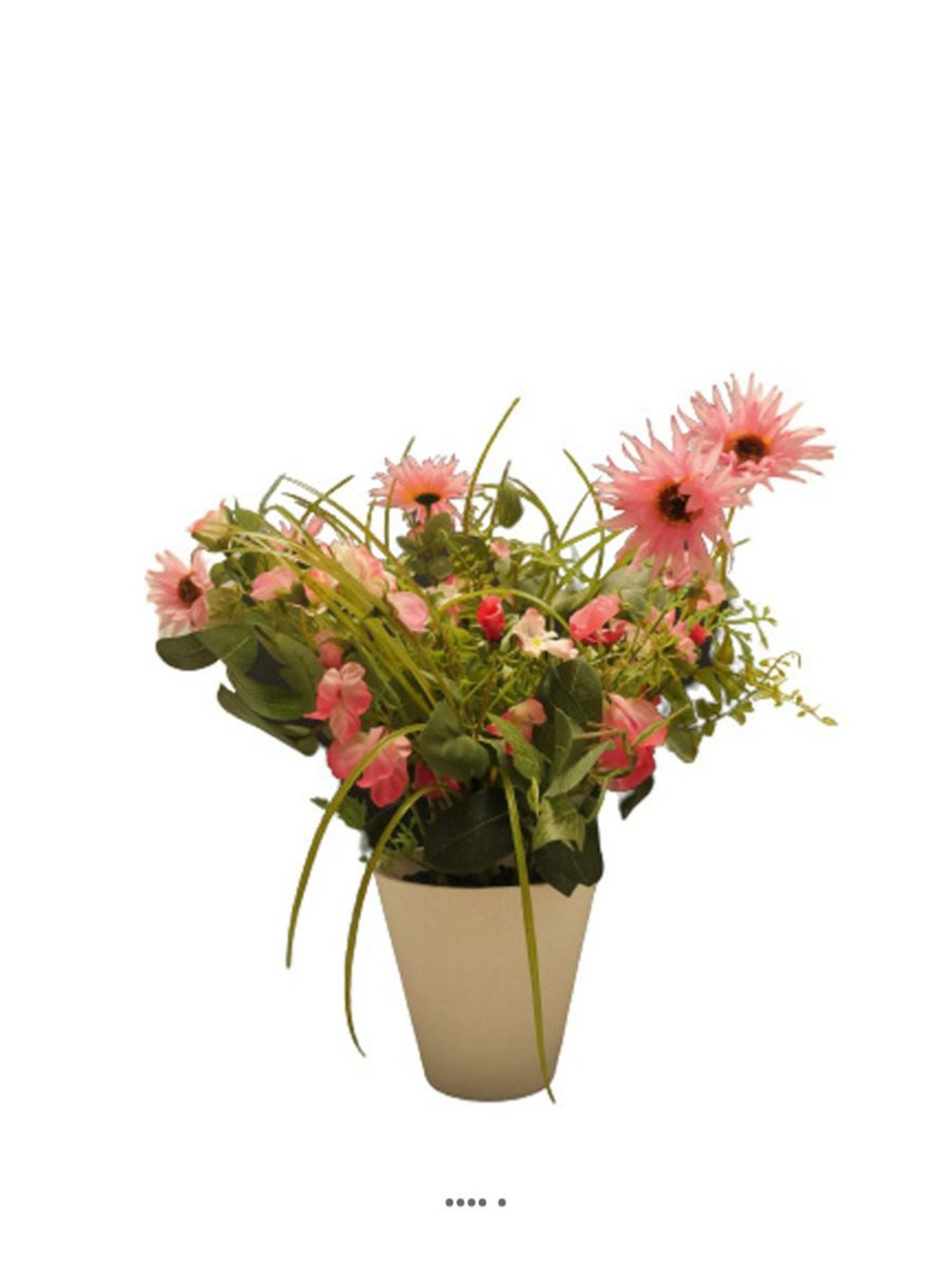 Bouquet de fleurs artificielles en pot h 38 cm rose-crème - couleur: rose-crème