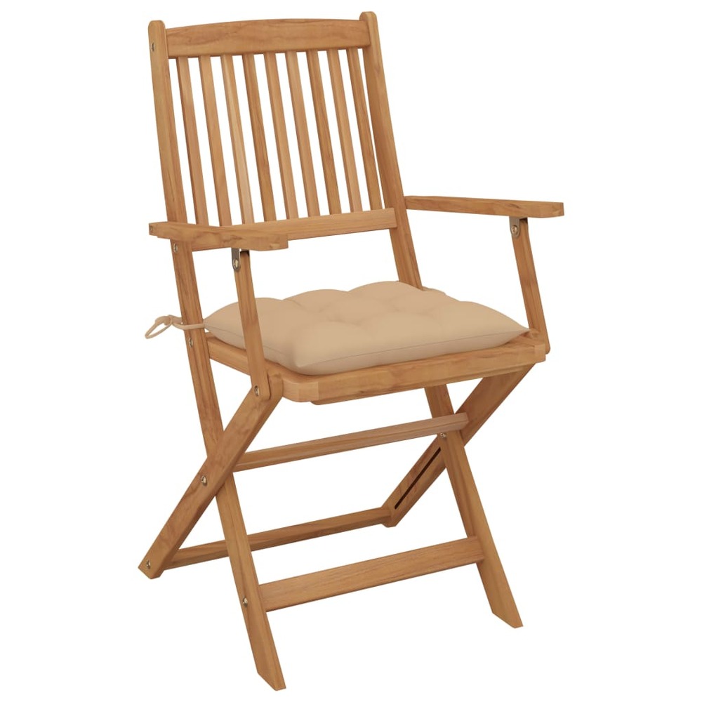 Chaises pliables de jardin lot de 4 avec coussins bois d'acacia