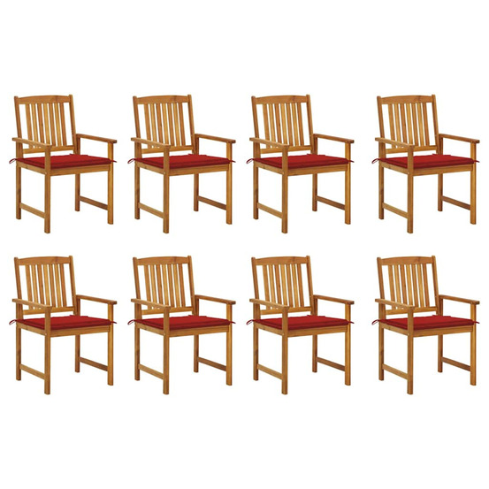 Chaises de jardin avec coussins lot de 8 bois d'acacia solide