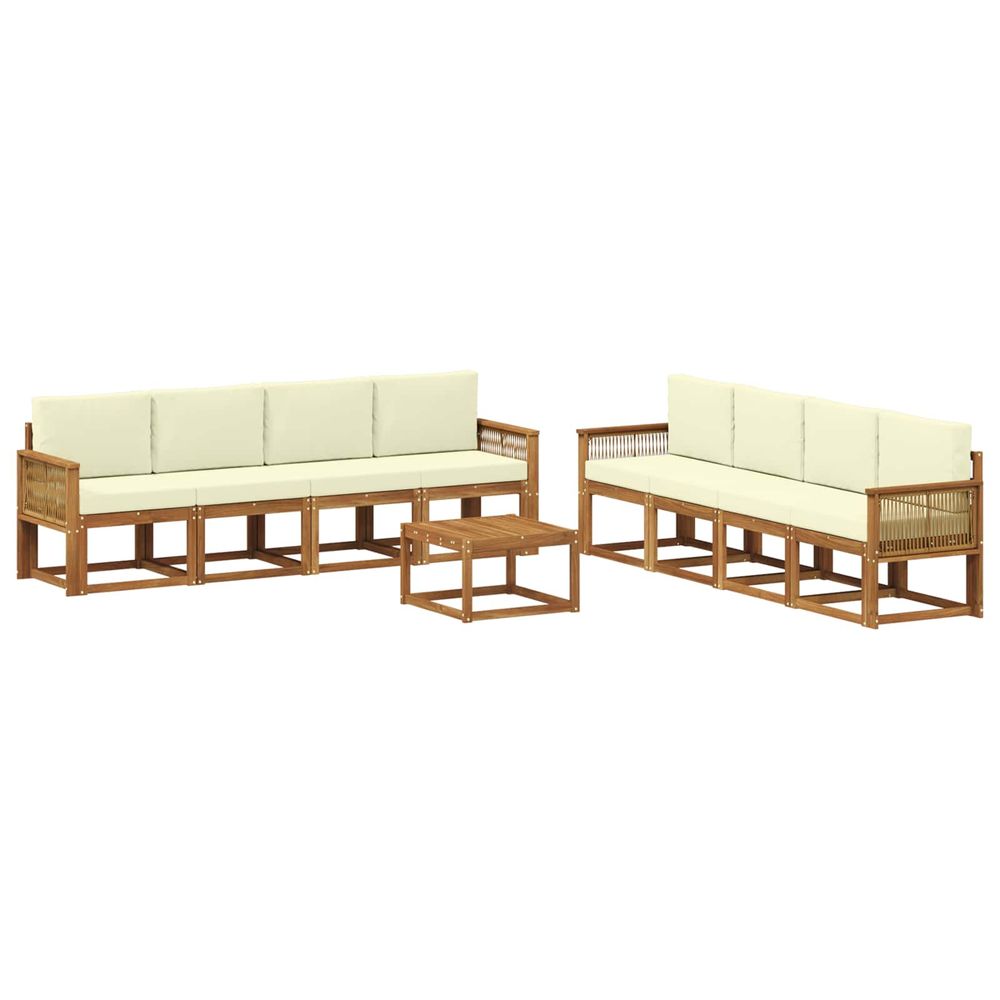 Ensemble de canapés d'extérieur 9 pc naturel et crème polyester