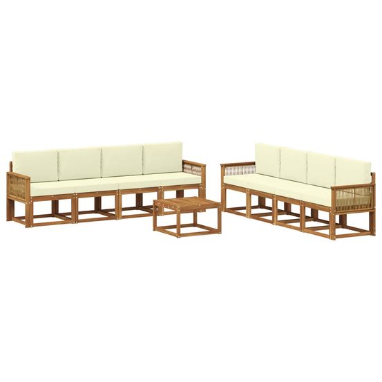 Ensemble de canapés d'extérieur 9 pc naturel et crème polyester